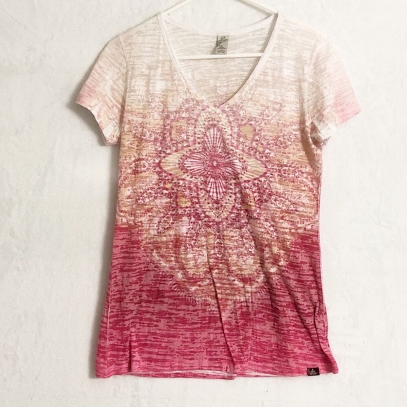 Prana Tops - Prana Ombre burnout yoga tee pink Medium